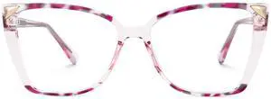 Zeelool Oversized Blue Light Glasses for Woman Pink Butterfly Eyeglasses Fashion Computer Eyewear Anti Eyestrain Shelia JGT345649-04B