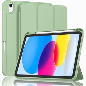 ZryXal iPad (A16) Case/iPad 10th Generation Case [11-Inch 2025/10.9 Inch 2022] with Pencil Holder, Smart Cover with Soft TPU Back [Support Auto Wake/Sleep] (Matcha Green)