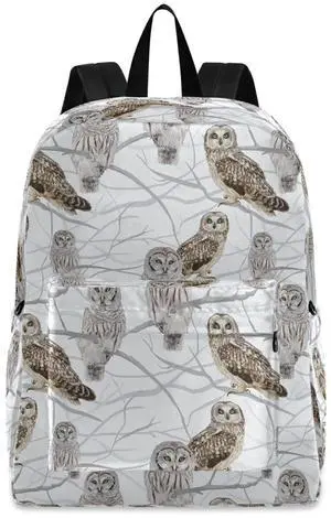 ZzWwR Winter Tree Branch Owls Polyester Computer Backpack Large Daypack for Business Sport Travel School Bookbags