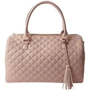 Womens Quilted Weekender Duffle Carry Bags Overnight Travel Handbag Shoulder Tote Trolley Handle Luggage TSA Approved Bag Quad Duffle 43 (Pink-03)
