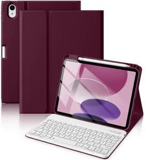 Beydoa for iPad 10th Generation Case with Keyboard 10.9 Inch 2022/iPad (A16) 11th Gen 11 Inch 2025 - Magnetic Detachable Keyboard, Stain Proof Cover, Smart Folio Case with Pencil Holder - Burgundy