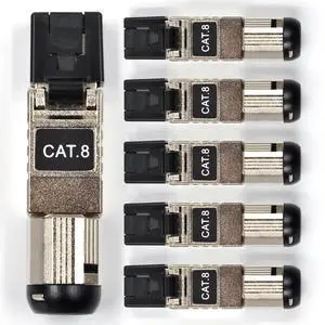 Itvexeme RJ45 Connectors Tool Free Cat8, Cat8 Field Termination Plug Shielded Modular Plugs for 2000MHz 2GHz 40G, 22AWG-24AWG, Set of 6