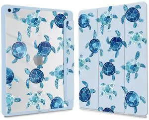 Joyland Turtle Pattern for iPad 10th Generation 10.9 inch 2022/iPad (A16) 11th Gen 11" 2025,Built-in Pencil Holder with Shockproof Cover Clear Transparent Back Shell Auto Wake/Sleep,Blue