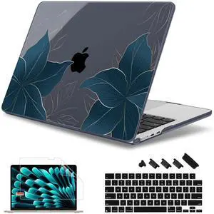 May Chen Compatible with M4 MacBook Air 15 inch Case 2025 2024 2023 A3241 A3114 M3 A2941 M2 with Liquid Retina Display & Touch ID, Plastic Hard Shell with Keyboard Cover - Golden Flowers