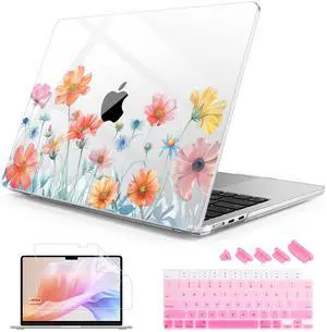 Mektron for 2025-2022 MacBook Air 13.6 inch Case M4 M3 M2Model A3240 A3113 A2681 with Liquid Retina Display Touch IDPrinted Bright Hard Shell Cover for MacBook Air 13.6"Watercolor Wildflower