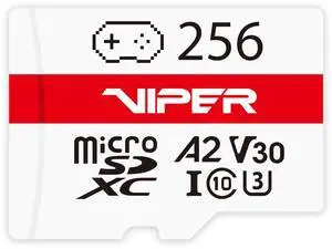 Patriot Memory Viper Gaming Series 256GB Micro SDXC V30 A2 UHS-I U3 4K UHD Memory Card PV256GGM32MCX  Compatible with Nintendo Switch 1/Steam Deck/ASUS ROG Ally/GoPro/Insta360/DJI Cameras and Drones