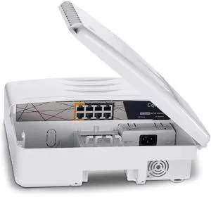 Cqenpr Outdoor 8 Port Full Gigabit PoE Switch, IEEE802.3af/at/bt, All-in-One Box, , High Power Output, Total 120W, Play & Plug, Fan Unmanaged, AI Watchdog.