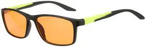 Cyxus Orange Blue Light Blocking Glasses for Men Women Gaming Glasses Redece Eye Strain Sleep Better8304Y12 Black Frame Green Temple