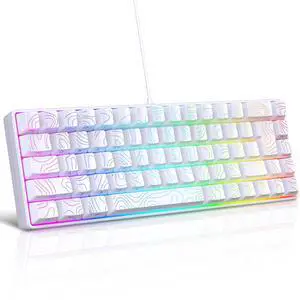 Snpurdiri 65% Wired Gaming Keyboard, 68 Keys RGB Backlit Ultra-Compact Small Gaming Keyboard, for PC/Mac Gamer, Typist, Travel, Easy to Carry on Business Trip White
