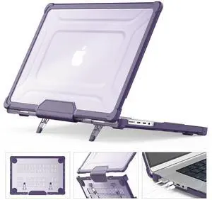 HXCASEAC Case Compatible with MacBook Pro 16 inch 2025 2024 2023 2022 2021, Anti-Scratching Protective Hard Cover with Foldable Stand M4 M3 M2 M1 (A3186 A3403 A2991 A2780 A2485) - Purple