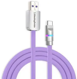 chubbycable Neon Chubby - Fast Charge Cable with Smart Light RGB Color Gradual Light Up 100W Charging Cord LED USB C Cable Compatible with iPhone 17-15 Series, Light Purple, USB-A to Type-C, 3.3 FT