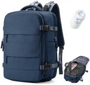 WEPLAN Vacuum Backpack Travel with Pump,Travel Backpack with Vacuum System, Shoe Compartment,Flight Approved 18x14x8 inches,Carry on Personal item Laptop Work Backpacks,Sapphire Blue
