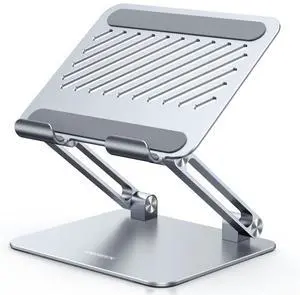 UGREEN Tablet Stand Holder for Desk Dual Rod Support Aluminum Tablet Holder Adjustable Multi-Angle Home Office Accessories Compatible with iPad Pro 13 12 11 10.5 Air Mini 5 4 3 2 Phone E-Reader Silver