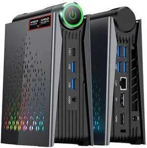 ACEMAGICIAN S3A Mini PC, Ryzen 7 8745HS[up to 4.9Ghz], 16GB DDR5 512GB NVMe SSD Mini Computers with AMD Radeon Graphics 780M, RGB Lights/WiFi6/BT5.2/Dual Channel/3 Modes Mini Desktop