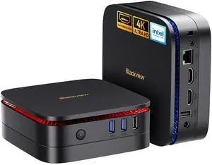 Blackview MP60 Mini PC with 3-Year Warranty, Intel N150, 16GB DDR4 1TB SSD, W-11 Pro Ultra Compact Tiny Desktop Computer for Home Office Business, Dual HDMI 4K, Wi-Fi 5, Big Fan, LED Light