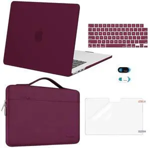 MOSISO Compatible with MacBook Air 15 inch Case 2025 2024 2023 Release M4 A3241 M3 A3114 M2 A2941, Plastic Hard Shell&Carrying Sleeve Bag&Keyboard Cover&Webcam Cover&Screen Protector, Wine Red