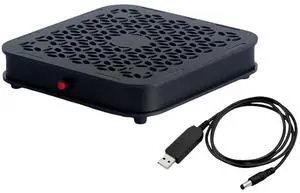 Mac mini Mount, Mini Cooling Fan Design, Super Strong Wind Modification Chassis, Equipped with 5.5 Inches Silent Fan for Heat Sink, & USB Powered Supply, Black Shell