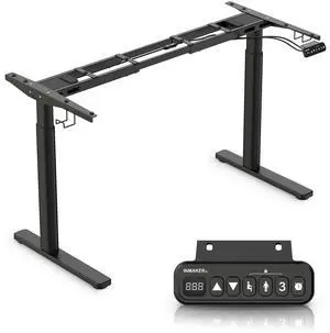 INMAKER Standing Desk Frame, Adjustable Desk Legs Height of 27.4" to 46.7", Dual Motors Sit Stand Desk Frame, Electric Deskbase for Desktop 43.3" to 70.8", Matte Black (Frame only)