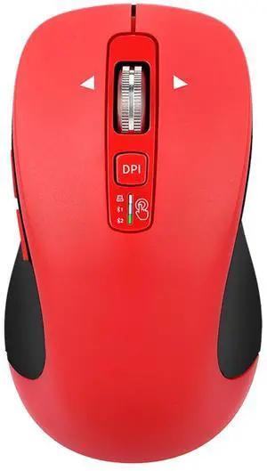 CITLLA Wireless Bluetooth Mouse (USB + BT1 + BT2), Full Size, 4-Way Scrolling, Multi-Device Silent Mouse for Computer, Laptop, iPad, MacBook (Red)