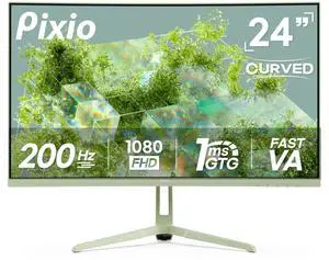 Pixio PXC248 Wave Mint Green 24 inch 200Hz Refresh Rate FHD 1080p Resolution 1500R Curve Fast VA Panel 1ms GTG Response Time Adaptive Sync HDR Curved Gaming Monitor