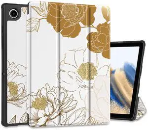 Yebiseven Case for Samsung Galaxy Tab A8 10.5 inch 2022 Released Model SM-X200/X205/X207, Shockproof Tablet Cases with Auto Sleep/Wake & Folding Stand & Soft TPU Back Cover, Botanical Flower