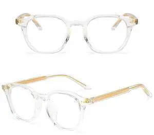 BETSION Anti Blue Light Blocking Glasses Vintage Acetate Square Eyeglass Frames Light Full Rim Unisex Computer Eyeglasses (Crystal)