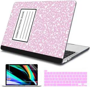 Tuiklol for 2022 2021 2020 New MacBook Pro 13 inch Case M2 Clip M1 A2338 A2289 A2251, Plastic Hard Shell Case with Keyboard Cover for MacBook Pro 13 Touch Bar, Composition Book