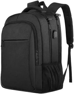 Backpack,Business Travel Anti Theft Slim Durable Laptops Backpack with USB Charging Port,Water Resistant College Computer Bag for Women & Men Fits 15.6 Inch Laptop and Notebook - Black