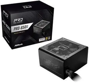 ASRock PRO-650G Power Supply - 650W 80 Plus Gold Certified, ATX 3.1 Ready, 120mm Fan, Full Protection Circuit, 3-Year Warranty