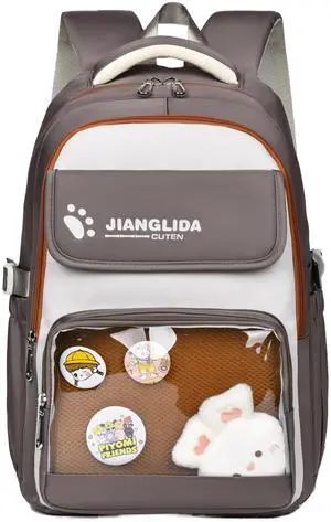 Leaper Cute Backpack for School : 18.5 inch Multi-pocket for Travel Daily - Nylon Water Resistant Anti Theft for Elementary Highschool Student - Gifts for Girls and WomenBrown