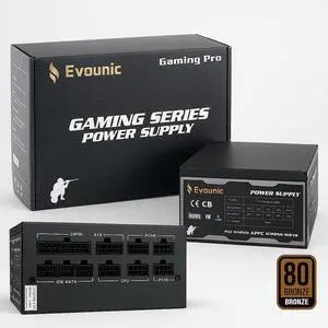 Evounic 800W 80 Plus Bronze Certified ATX Power Supply  Full Modular PSU with Active PFC, Dual/Quad Core Support, SLI/Crossfire, Haswell Ready  Gaming/Desktop PC Compatible (800W Full-Modular)