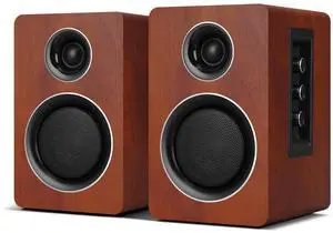 Computer Speakers for Desktop PC, Active Bookshelf Speaker with 3 Carbon Fiber Woofer and Silk Film Tweeter ,Supports Bluetooth 5.3, USB-C, AUX/RCA Input for Record Player TV - Brown Stereo Set