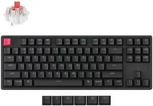 Keychron K8 Version 2 TKL Wireless Mechanical Keyboard, QMK/Launcher Bluetooth 5.2/Wired, RGB Backlit Shine-Through PBT Keycaps, Super Red Switch, Aluminum Frame for Mac Windows Linux