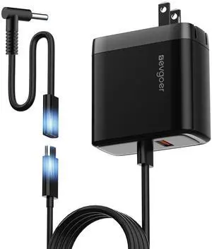 65W HP Laptop Charger, Computer Charger for HP Chrombook/Pavilion/Envy/ProBook/EliteBook, Compatible with HP USB-C 44W Smart Blue Tip Power Adapter (4.5mm)