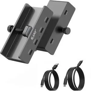 10Gbps USB C Hub - EJAY 4Ports Aluminum USB 3.2 Docking Hub Clamp Design for Desk/Computor with Extra Power Supply Port and 47inches Long Data Cable&39inches Power Cable(Black)