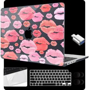 MEEgoodo Case for M4 MacBook Pro 16 inch Case 2024 2023 2021 (A3403/A3186/A2991/A2780/A2485) M3 M2 M1 Pro/Max Chip, Laptop Hard Shell Cases with Keyboard Cover & Trackpad Film, Red & Pink Lips