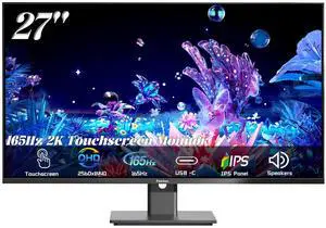 Pisichen 27 Inch 2K 165Hz Gaming Touch Screen Computer Monitor with HDMI USB Type C, 10-Point IPS PC Touch Display for Laptop Business Phone, VESA Mountable, Tilt Adjustable