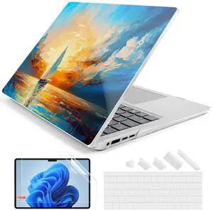 Batianda Premium Case for 13.8" Microsoft Surface Laptop 2024 (7th Edition) Landscape Pattern Durable Scratch-Resistant Easy Install, with Keyboard Cover & Screen Protector, Sail