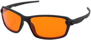 FIONOFY 100% Blue Light Blocking Amber Glasses for Sleep - Nighttime EyeWear, Computer Gaming Glasses for Men Women, Special Orange Tinted Glasses Help You Sleep and Relax Your Eyes, Black