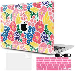 MEEgoodo Case for M4 MacBook Pro 16 inch Case 2024 2023 2021, Fit Model A3403/A3186/A2991/A2780/A2485 M3 M2 M1 Pro/Max Chip, Laptop Hard Shell Cases with Keyboard & Camera Cover, Groovy Flower