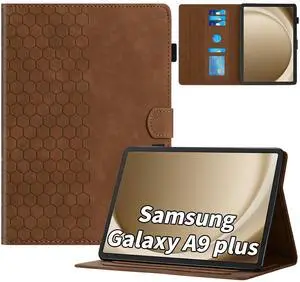 Kitzomi Case for Samsung Galaxy Tab A9 Plus/A9+ 5G 11 Inch 2023 Model (SM-X210/X216/X218), Multi-Angle Viewing Smart Stand with Pocket Auto Wake/Sleep PU Leather Tablet Cases Flip Folio Cover Brown