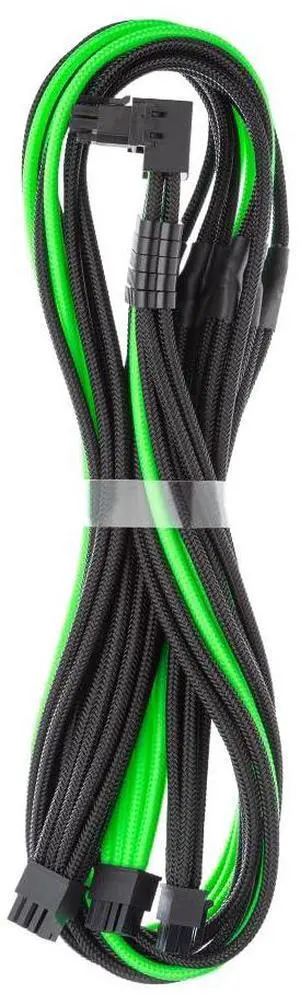 CableMod C-Series Pro ModMesh Sleeved 12V-2x6 12VHPWR 90° StealthSense PCIe Cable for Corsair Type 5 RMX Shift - Variant A (Black + Light Green, 90° 16-pin to Triple 8-pin, 65cm)