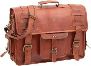 Handmade Leather Messenger Laptop Computer Satchel Distressed Bag (13" X 18") Stylish Backpack and Briefcase Bag for Men (PATTERN 1)