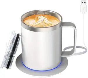 Self Heating Coffee Mug Warmer, 12oz Smart Mug Automatic Shut Off, USB Rechargeable Heated Coffee Mug with Lid for Travel/Office/Home Self Heating Coffee Mug Warmer, 12oz Smart Mug Automatic Shut Off, USB Rechargeable Heated Coffee Mug with Lid for Travel/Office/Home