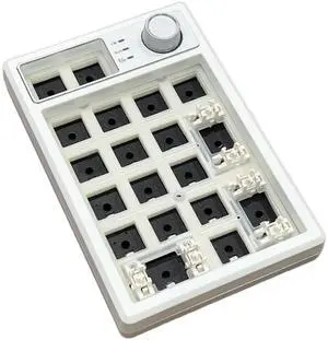 TISHLED Wireless Mechanical Numpad Barebones Kit, Gasket Programmable Macro Numeric Keyboard DIY, 19-Key Custom Number Pad with Metal Volume Knob, Hot Swappable, RGB Backlit, NKRO for Win/Mac, White