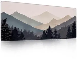 Layered Mountain Forest Mouse Pad, Serene Layered Mountains Mousepad - Large Non - Slip Desk Mat for Office, PC & Laptop - 31.5"x11.8" x 3mm