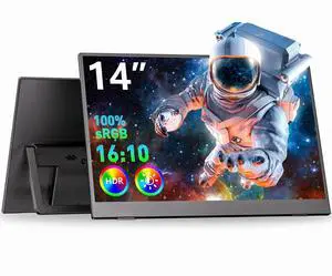 WUAWE Small Portable Monitor Kickstand 14 inch FHD 1200P Ultra Slim for Laptop Monitor Second Screen Dual Speakersfor Laptop, PC, Phone, Xbox, PS4/PS5, Switch