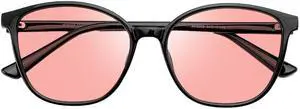 JFXQDR Women's Fluorescent-41 Rose Tinted Blue Light Blocking Glasses for Migraine, Light Sensitivity, Photophobia & LED Gaming Computer Screen Glare RF6208
