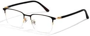 ZanyLen Blue Light Blocking Glasses Men Computer Gaming Glasses Rectangle Metal Semi-rimless Black/Golden Frame Anti Glare/UV400 Clear Lens