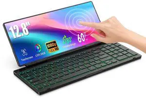 GWSGUT 12.8" Portable Monitor Touchscreen with Keyboard, Screen Extender with Silent Portable Keyboard, USB-A Type-C Monitor for Laptop, Desktop, Mini PC, MacBook